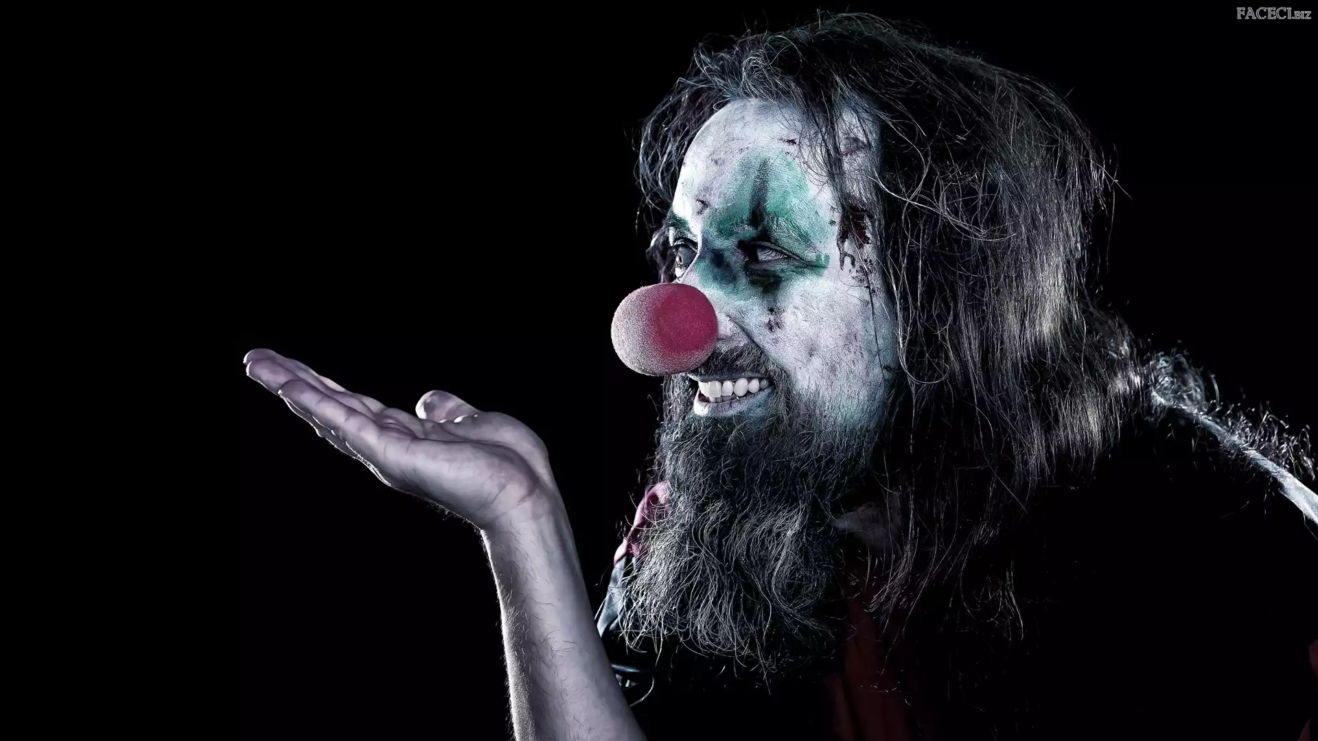 Uśmiech, Mężczyzna, Tło, Czarne, Przebranie, Klaun